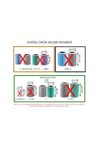 Purmed Xiaomi Smart Air Purifier 4 Uyumlu Rfid Çipli Hepa + Karbon Filtre Gri