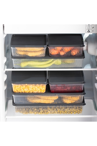 Porsima 1169 8li Buzdolabı Organizer Mikrodalga Ve Derin Dondurucu Buzluk Bakliyat Saklama Kabı - Antrasit