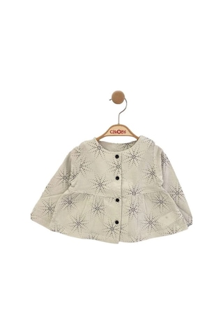 Kız Bebek Çocuk Düğmeli Desenli Gömlek-13868 Siyah