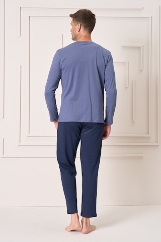 Erkek Pamuk Uzun Kol Pijama Takımı 4103 İndigo İndigo