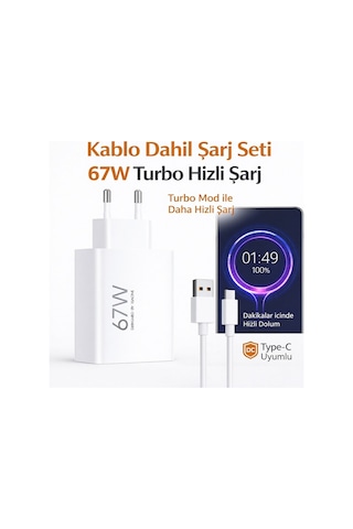 Xiaomi Redmi Note 11 Pro 67w Turbo Hızlı Şarj Seti Adaptör + Type-c Kablo A