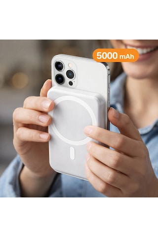 5000 Mah Magsafe Uyumlu Manyetik Kablosuz Şarjlı Powerbank 15w Hızlı Şarj Apple iPhone Uyumlu