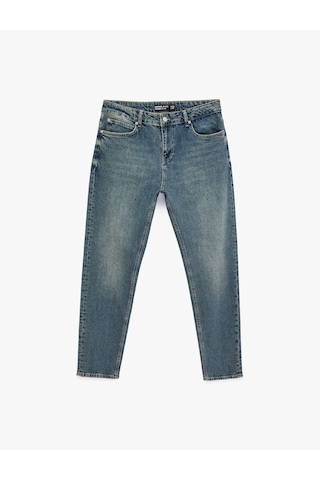 Koton Pamuklu Regular Fit Cepli Tapered Jean Pantolon - Joe Jean Orta İndigo 6sam40221nd
