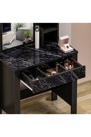 Gupse Makyaj Masası Siyah - Royal Mermer