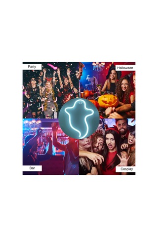 Maiyame Halloween Hayalet Led Işığı - 3xaa Pil Ve Usb Çift Besleme - Sürekli Aydınlatma - Beyaz Işık Beyaz