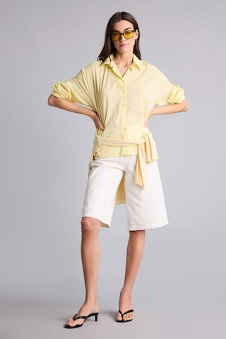 Defacto Oversıze Gömlek Yaka Çizgili Vual Uzun Kollu Gömlek H5406ax26smyl127 Sarı-yl127