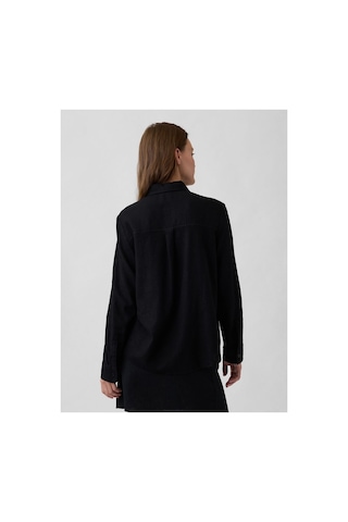 Gap V-hs Keten Kolay Giyilebilir Gömlek Gerçek Siyah %55 Keten Avrupa Keten Standardı Efs , %45 Viskoz Rayon L
