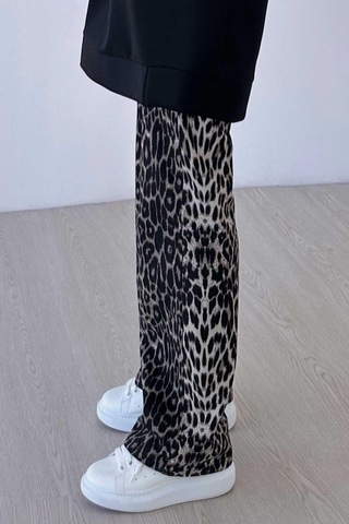 Kahijab Leopar Desen Pantolon - Siyah Siyah