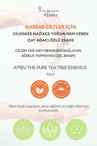 Missha A'pieu The Pure Tea Tree Yağlanma ve Sivilcelenme Eğilimli Ciltler İçin Nemlendirici Esans 50 ML