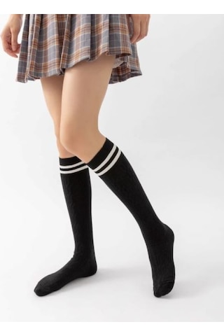 Yetiş Socks Dizaltı Kız Çocuk Okul Çorabı 3'lü Paket Siyah