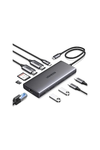 Ugreen Revodok Pro 10-in-1 1xusb-a 3.0, 1xusb-a 3.2 10gbps, 2xusb-c 3.2 10gbps, 1xusb-c Pd 100w, 2xhdmı 4k/60hz, Sd, Tf, Rj45, 45380