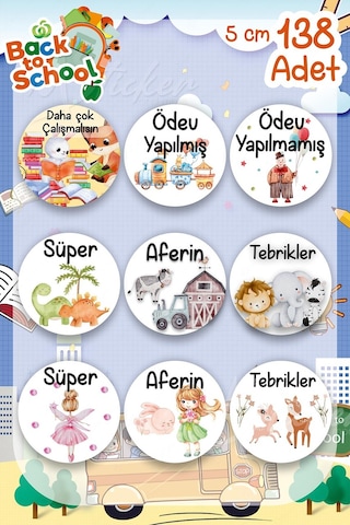 Ders Konrtol Etiketi Aferin Etiketi Öğretmen Etiketi Öğrenci Mativasyon Etiketi