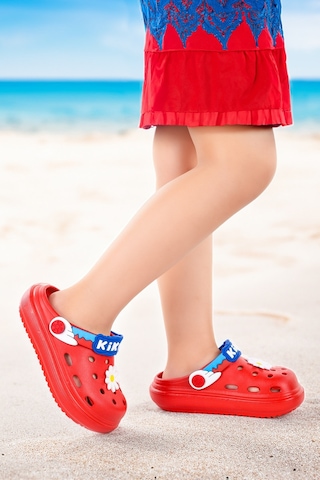 Kiko Kids Twg 755-1 Plaj Havuz Eva Kız Çocuk Terlik Kırmızı