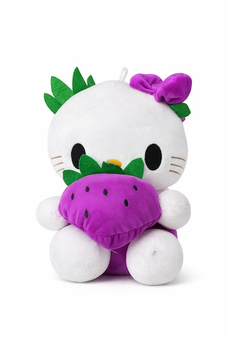 30 Cm Küçük Boy Mor Hello Kitty Çilek Temalı Peluş Oyuncak Mor
