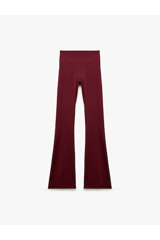 Koton Yüksek Bel Slim Fit Dikiş Detaylı Spor İspanyol Paça Tayt Bordo 7wak40230nk