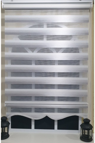 Zebra Stor Perde Gri Renk Geçişli Etek Dilimli St 013