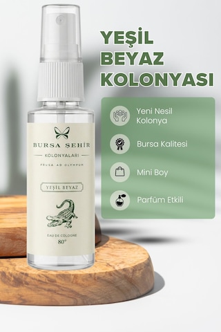 Bursa Şehir Kolonyaları, 5'li Yeşil Beyaz Kolonyası, Mini Kolonya Seti, Parfüm Etkili Kolonya