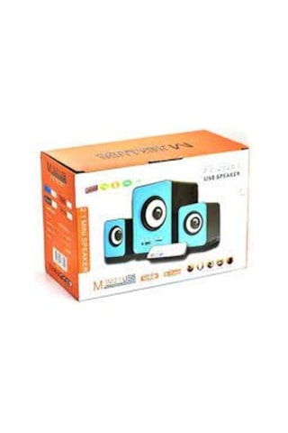 FT202BT 2+1 Bluetoothlu Kumandalı Mini Masa Üstü Hoparlör Mavi