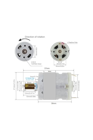 Ever Rs-365 Dc 9v 9750rpm Dc Motor 8mm Metal Dişli Çap 27.5mm Uzunluk 57mm Hobi Oyuncak Elektrik Deney Motoru