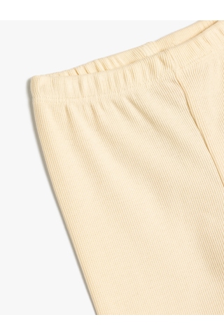 Koton Basic Ribanalı Tayt Beli Lastikli Pamuklu Bej 5wmg40037ak Ekru