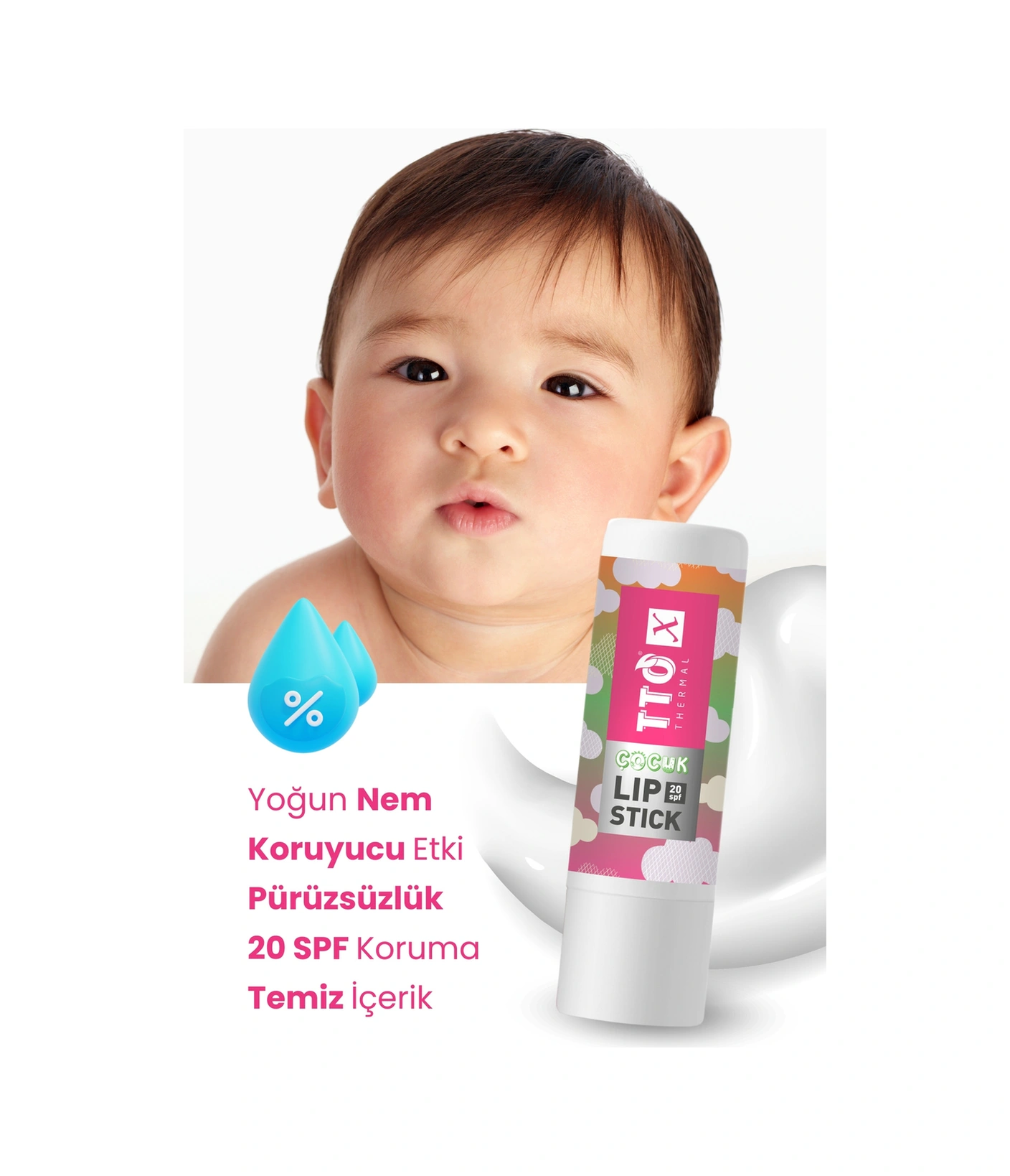 Tto X Çilek Aromalı Çocuk Lip Stick 20 Spf Korumalı