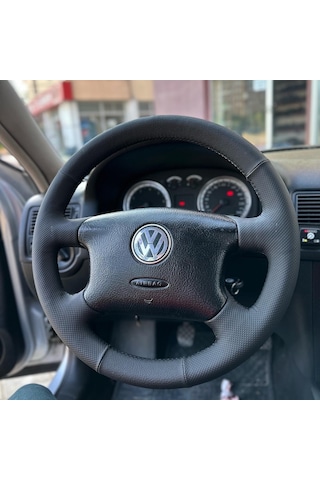 Volkswagen Golf 4 Araca Özel Direksiyon Kılıfı Nokta Düz Siyah D