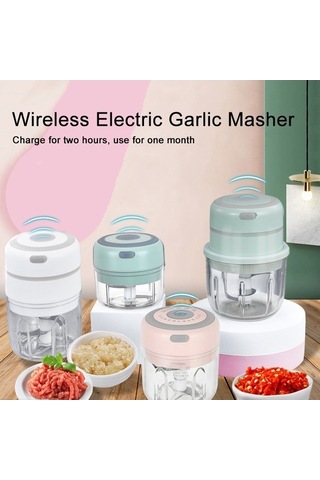 Pazly Cbtx Zm-14 Ev Tipi Mini Kablosuz Sarımsak Ezici, Renk: Yeşil 100ml, Küçük Ve Pratik Çok Renkli