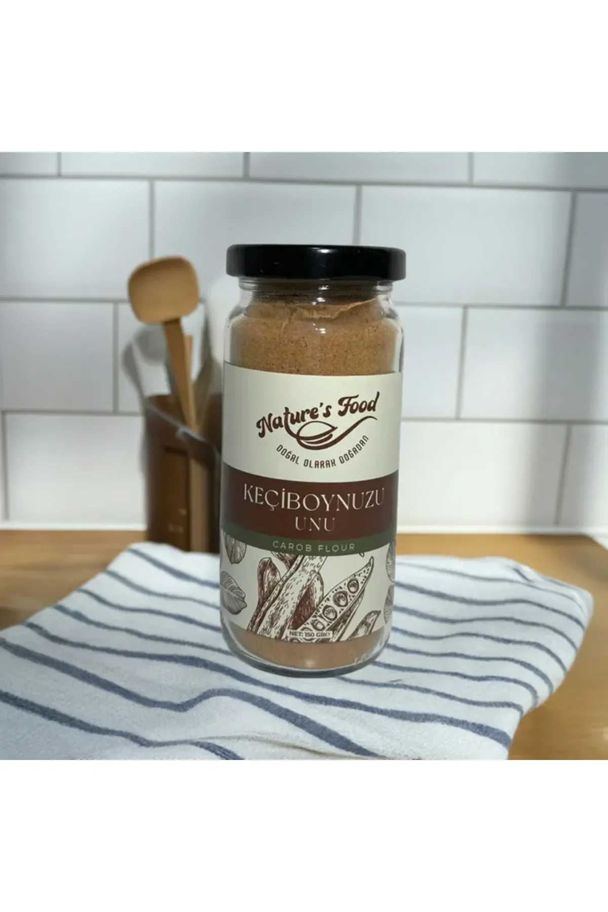 Keçiboynuzu Unu Katkısız Içerik 150gr Cam Şişe A, B2, B3 Ve B6 Vitamini Deposu.