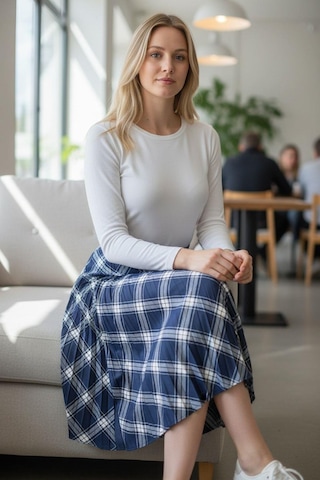 Eren Style Pileli Pamuklu Dijital Piliseli Beli Lastikli Etek 95 Cm - 38-46 Lacivert