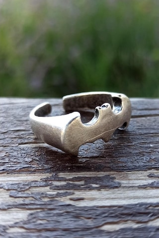 Antik Gümüş Kaplama Yarasa Adam Batman Şekilli El Yapımı Ayarlana - 549003366 Çok Renkli