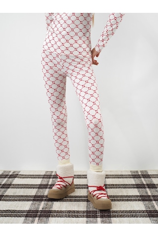 Xint Ekru Esnek Dokulu Slim Fit Tayt 470521