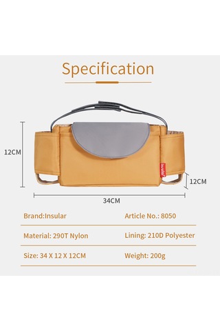 Suofeng Bebe Arabası Su Geçirmez Askı Çantası - Nilon Materyal, İç Bölmeli, Sulağı/su Bardağı Saklama, Toz Ve Kir Dirençli Gri Gri