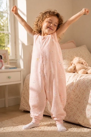 Babyhola Yazlık Müslin Çocuk Uyku Tulumu 1-8 Yaş Unisex Kısa Kollu %100 Pamuk 2703 Pembe