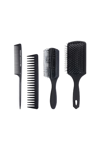 Yifomall Erkek Şekillendirme Masaj Tarağı Seti - 9 Sıralı Geniş Dişli Saç Bakımı Ve Yağlı Saçlar İçin 4 Parça