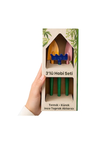Hobi 3'lü Set Çapa Tırmık Metal Bahçe Tarla Çim Peyzaj Bitki Çiçek Ekme Toprak İşleme Küreği Küçük