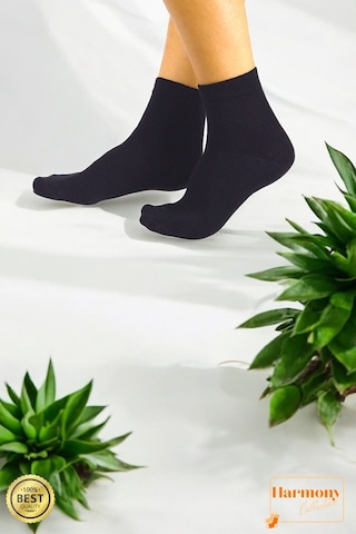 Harmony Collectıon Bambu Erkek Siyah Kısa Konç Çorap 6 Çift Özel Kutulu, Burun Dikişsiz, Premıum Socks Çok Renkli