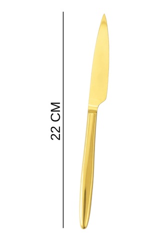 6'lı Gold Paslanmaz Çelik Yemek Bıçağı Parlak Altın Renk Modern Yemek Bıçağı Altın