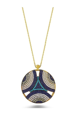 Zirkon Taşlı Nazar Boncuğu Kolye (498587417)