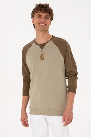 U.S. Polo Assn. Erkek Bisiklet Yaka Regular Fit Haki İnce Sweatshirt 50315420-VR027