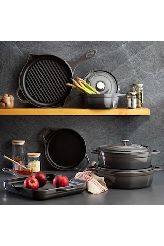 Schafer Guss Chef Döküm Sahan Çift Kulplu 19 Cm 1 Parça-gri Gri