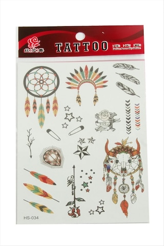 Kızılderili - 4 - Tattoo Dövme Sticker - Glblseme - - Beyaz
