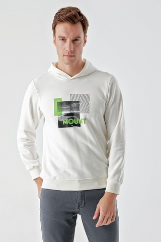 Morven Erkek Beyaz Trend Kapüşonlu Sweat-shirt Beyaz