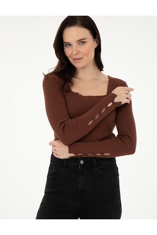Pierre Cardin Kadın Kahverengi Kazak /triko 50297478-vr029 Kahverengi