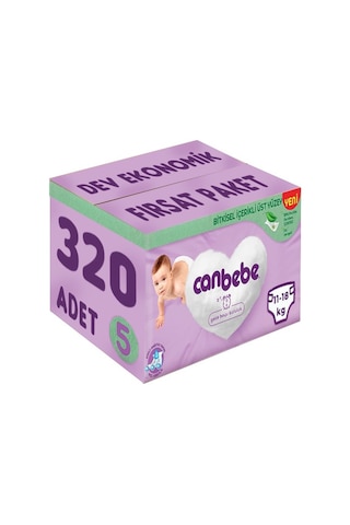 Canbebe Bebek Bezi 5 Numara 11-18kg Junior 320 Adet Dev Ekonomik 8'li