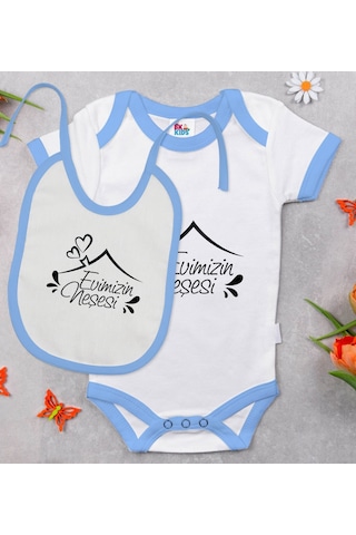 Bk Kids Evimizin Neşesi Tasarımlı Mavi Bebek Body Zıbın Ve Mama Ö Çok Renkli