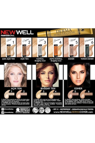 New Well Derma Cover Make-Up Porselen Makyaj Kapatıcı Fondöten 4