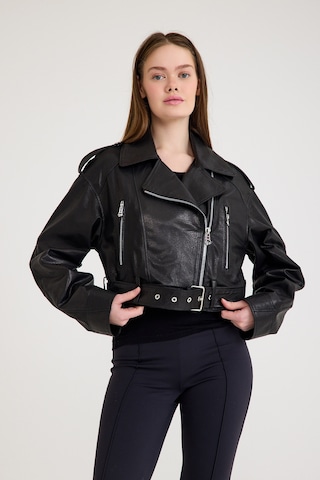 Fit Biker Kısa Bayan Deri Ceket Vb-17-bk-2426-23219 Siyah