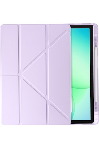 Samsung Galaxy Tab A11 Plus 2025 Kılıf Uyumlu Standlı Kalem Bölmeli Akıllı Trifolding Kapak Sm-x230 Lila