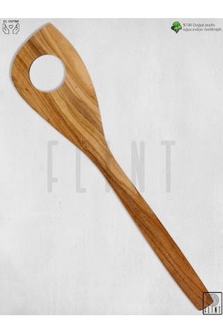 Zeytin Ağacı El Yapımı Tahta Ahşap Spatula Yemek Kaşığı 30 Cm