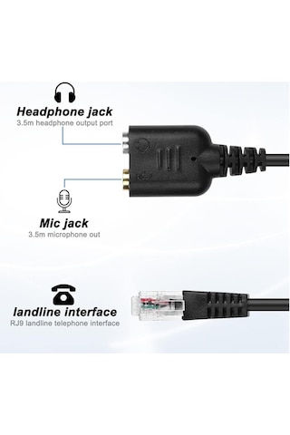 Rj9 To 2 X 3.5mm Kulaklık Ve Mikrofon Çevirici Adaptör Kablosu